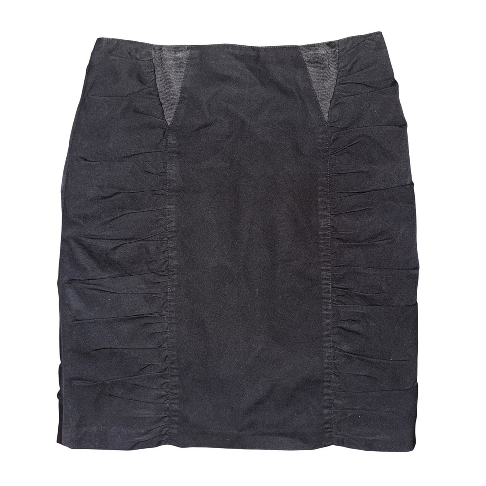 Nanette Lepore Black Ruched Pencil Skirt Dark Academia Minimalist Quiet‎ Luxury